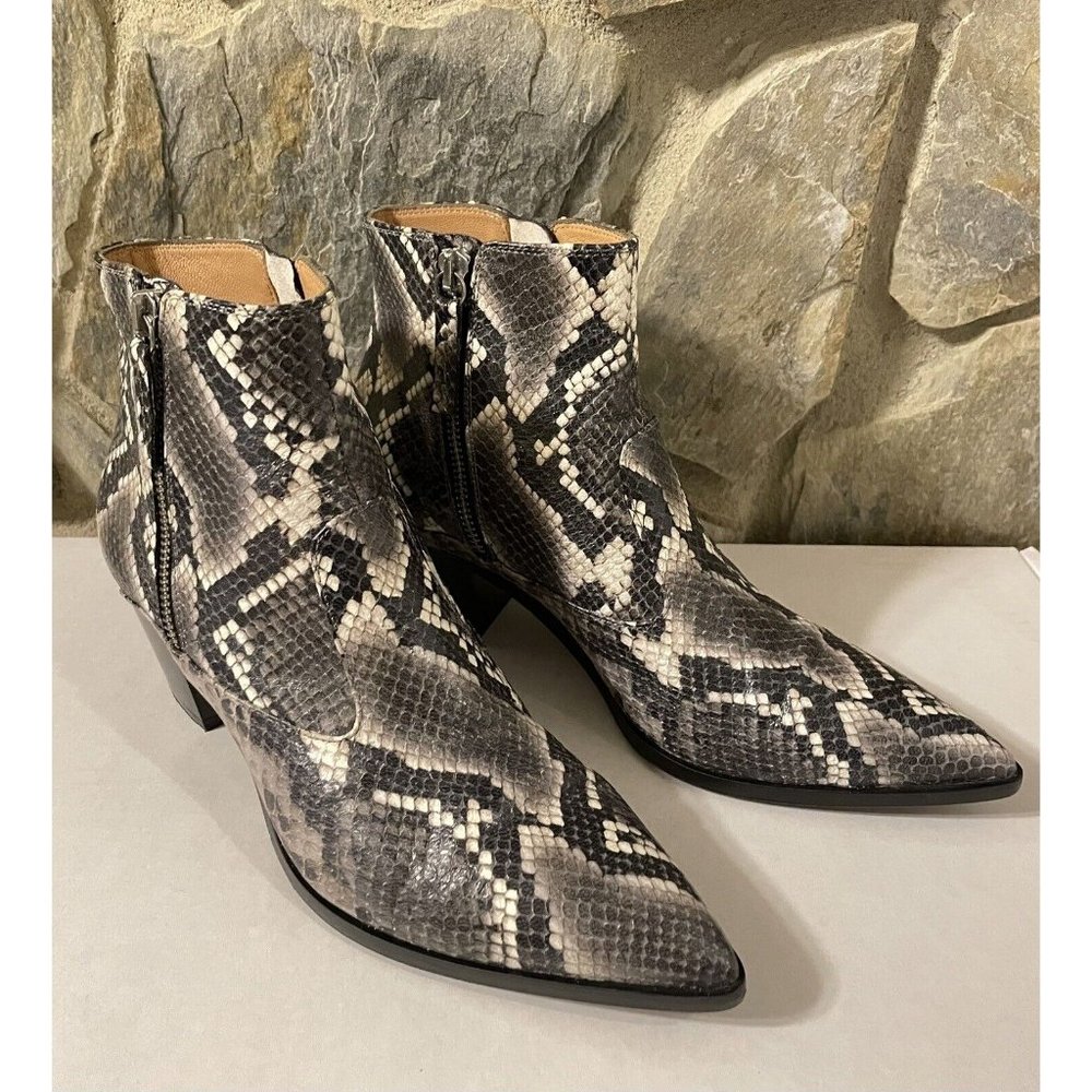 Italian Leather Python Snakeskin Ankle Boots Side… - image 5